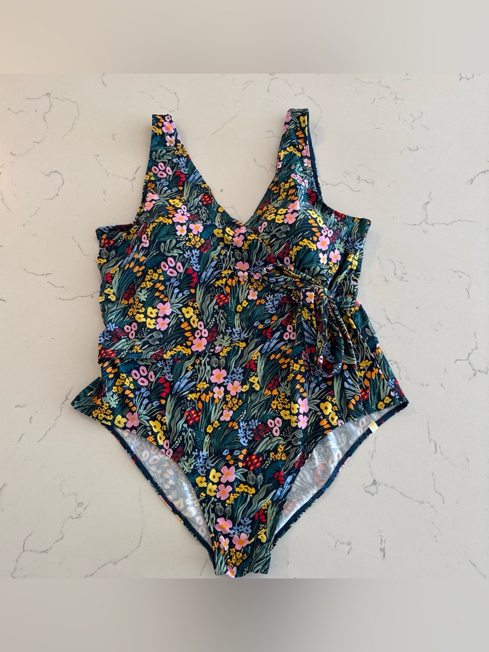 New Summersalt The Perfect Wrap Floral One Piece Swimsuit Size 22 V-Neck Swim